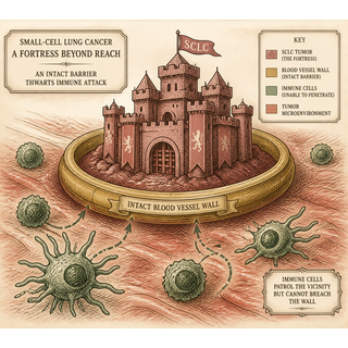 Forecast for the tumor tonight: partly walled-off, with dense vascular sunshine and almost no chance of T-cell intrusion.